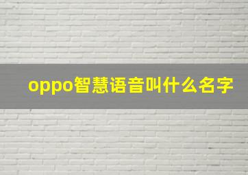 oppo智慧语音叫什么名字