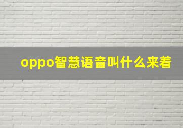 oppo智慧语音叫什么来着