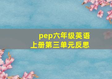 pep六年级英语上册第三单元反思