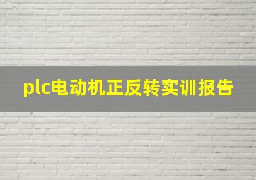 plc电动机正反转实训报告