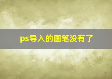 ps导入的画笔没有了