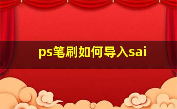 ps笔刷如何导入sai