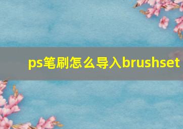 ps笔刷怎么导入brushset