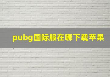 pubg国际服在哪下载苹果