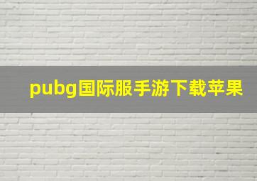 pubg国际服手游下载苹果