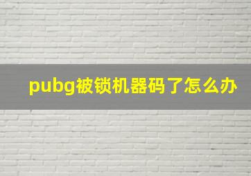 pubg被锁机器码了怎么办