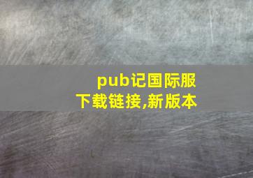 pub记国际服下载链接,新版本