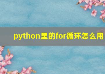 python里的for循环怎么用