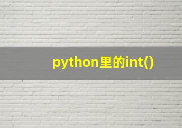 python里的int()