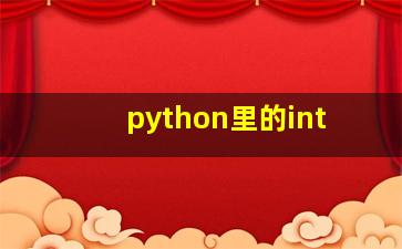 python里的int