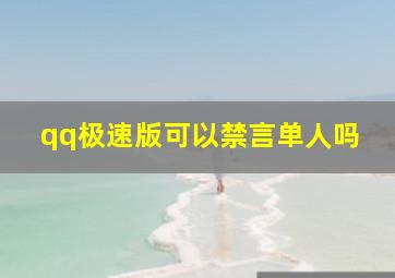 qq极速版可以禁言单人吗