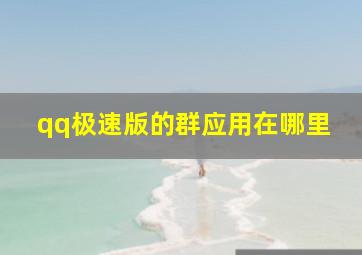 qq极速版的群应用在哪里