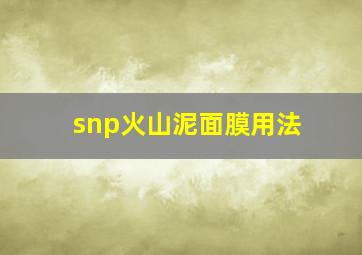 snp火山泥面膜用法