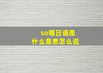 so嘎日语是什么意思怎么说