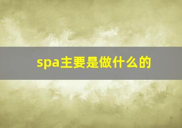 spa主要是做什么的