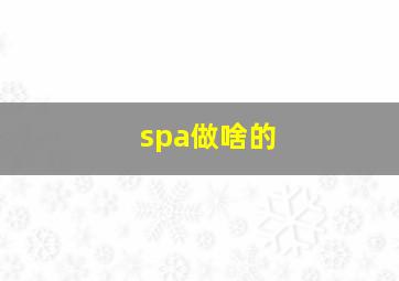 spa做啥的