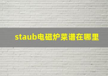 staub电磁炉菜谱在哪里