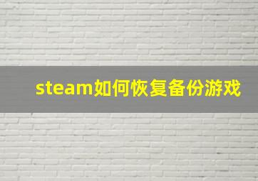 steam如何恢复备份游戏