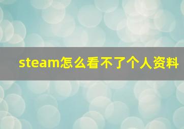 steam怎么看不了个人资料