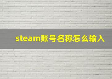 steam账号名称怎么输入