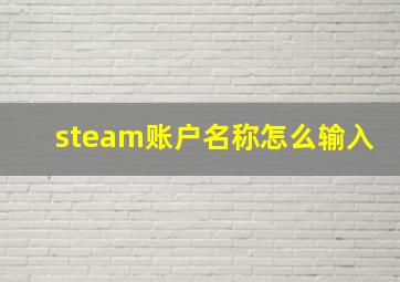 steam账户名称怎么输入