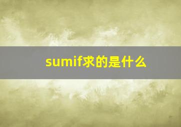 sumif求的是什么