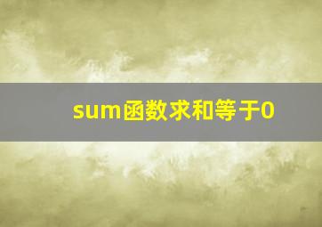 sum函数求和等于0