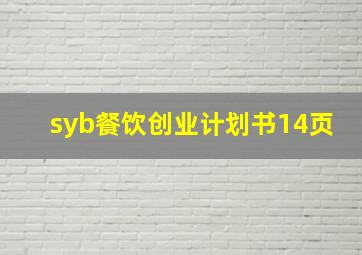 syb餐饮创业计划书14页