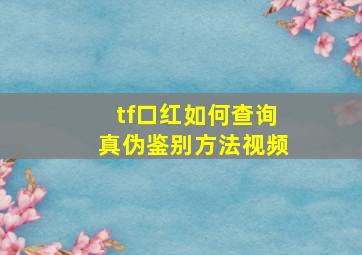 tf口红如何查询真伪鉴别方法视频