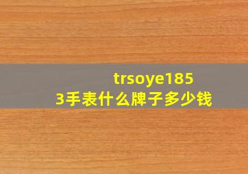 trsoye1853手表什么牌子多少钱