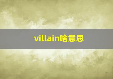 villain啥意思