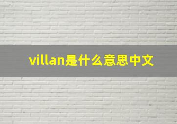 villan是什么意思中文