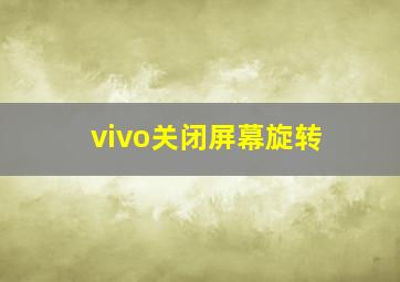 vivo关闭屏幕旋转