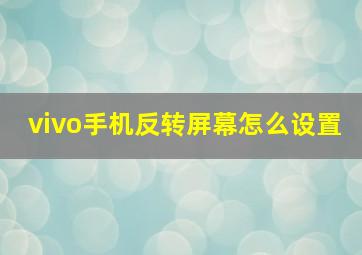 vivo手机反转屏幕怎么设置