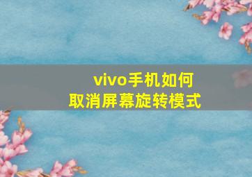 vivo手机如何取消屏幕旋转模式