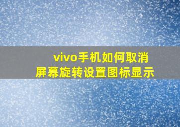 vivo手机如何取消屏幕旋转设置图标显示