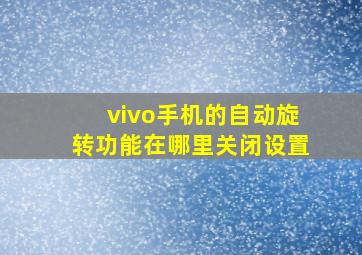 vivo手机的自动旋转功能在哪里关闭设置