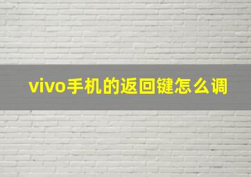 vivo手机的返回键怎么调