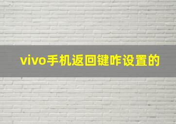 vivo手机返回键咋设置的