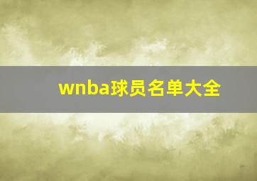 wnba球员名单大全