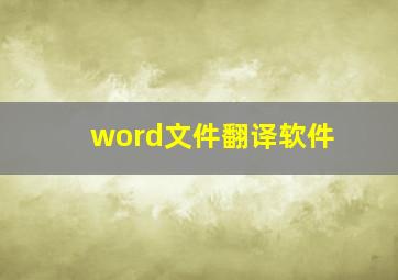 word文件翻译软件