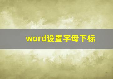 word设置字母下标