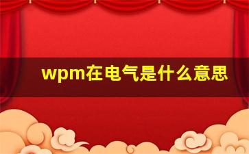 wpm在电气是什么意思