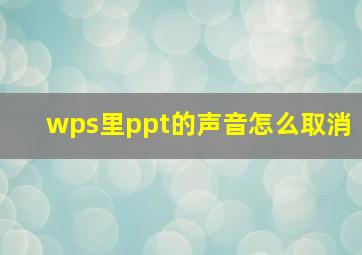 wps里ppt的声音怎么取消