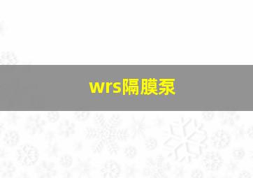 wrs隔膜泵