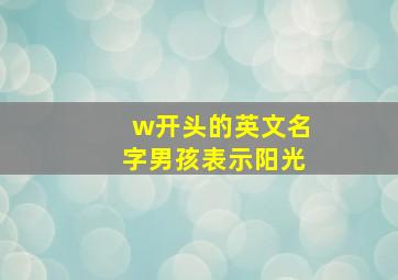 w开头的英文名字男孩表示阳光