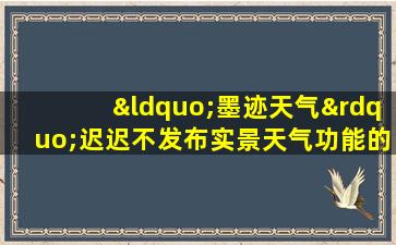 “墨迹天气”迟迟不发布实景天气功能的原因是