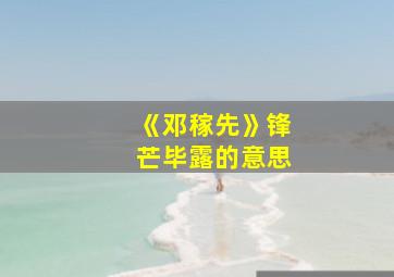 《邓稼先》锋芒毕露的意思