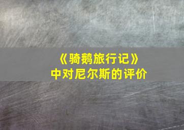 《骑鹅旅行记》中对尼尔斯的评价