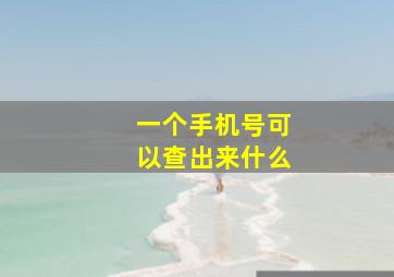 一个手机号可以查出来什么